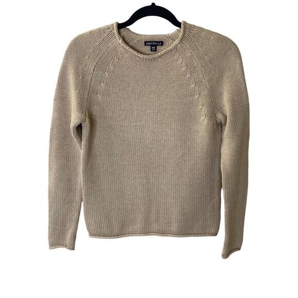 J.Crew Mercantile Tan Crewneck Cotton Sweater Sz XXS - Picture 1 of 6